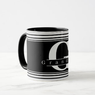 Persoonlijke oma monogram zwart-wit mok