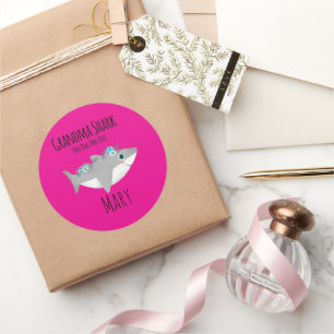 Persoonlijke oma Shark Doo Doo Doo Ronde Sticker