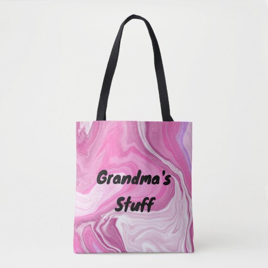 Persoonlijke oma's Stuff | Roze en wit Draagtas (Voorkant)