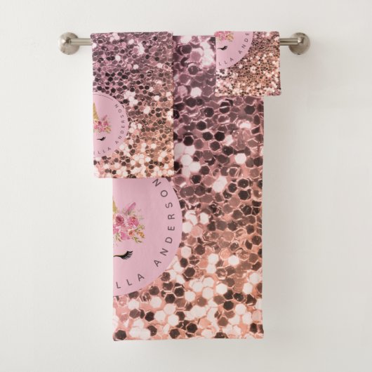 Persoonlijke Ombre Glitter Unicorn Bad Handdoek (Insitu)