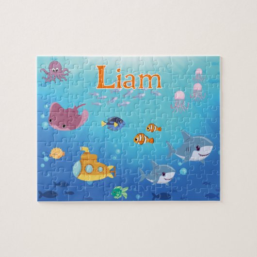 Persoonlijke Onder De Zee Kindernaam Puzzel  (Horizontaal)