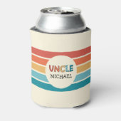 Persoonlijke Oom Retro Strepen Blikjeskoeler (Blikje Achterkant)