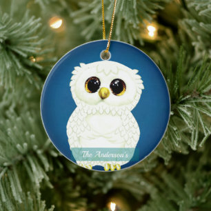 Persoonlijke op maat gemaakte uil vogel foto keramisch ornament