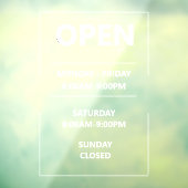 Persoonlijke openingstijden glazen winkel Business Raamsticker (Vel 3)