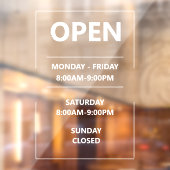 Persoonlijke openingstijden glazen winkel Business Raamsticker (Vel 2)