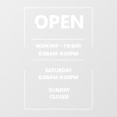 Persoonlijke openingstijden glazen winkel Business Raamsticker (Vel)