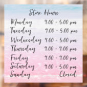 Persoonlijke openingstijden strandtafereel winkel raamsticker (Vel 2)