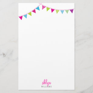 PERSOONLIJKE OPMERKING Leuke heldere bunting aqua  Briefpapier