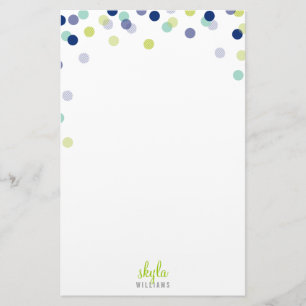 PERSOONLIJKE OPMERKING Leuke heldere confetti blau Briefpapier