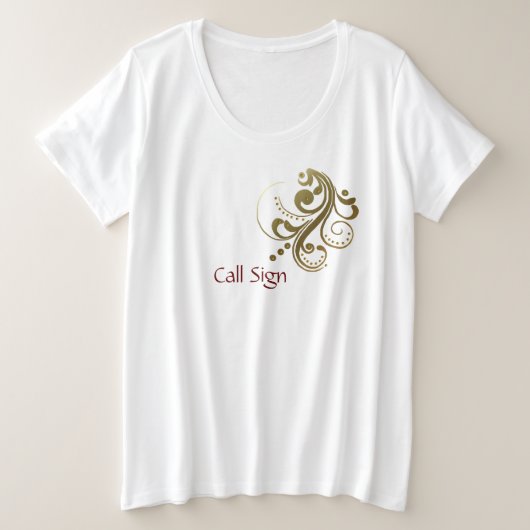 Persoonlijke oproepcode Dames Goud Scroll T-shirt (Design voorkant)