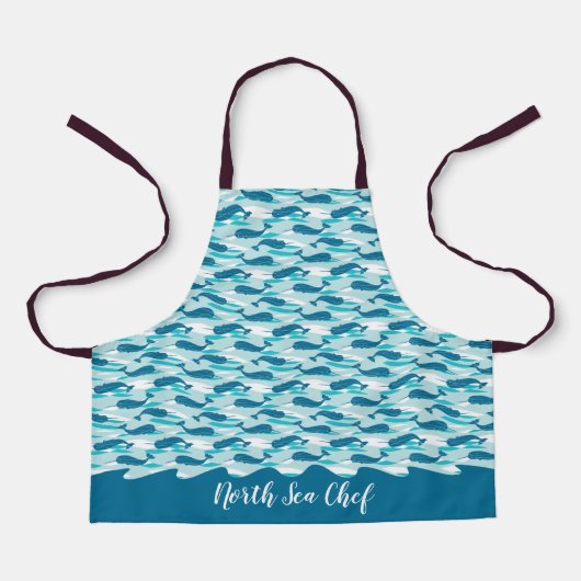 Persoonlijke opsomming van Narwhal Waves Print Bla Schort (Voorkant)