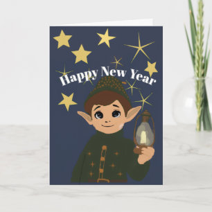Persoonlijke opvouwbare Wens Adorable Elf en Nui Kaart