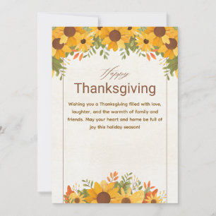 Persoonlijke oranje beige bloem Thanksgiving Feestdagenkaart