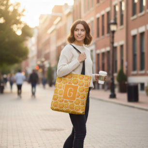 Persoonlijke Oranje Citrus Monogram Draagtas