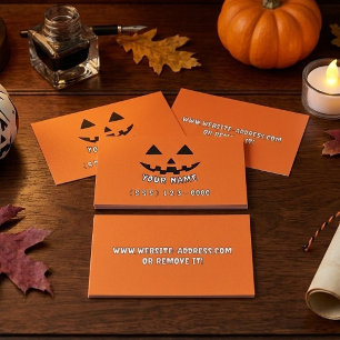 Persoonlijke Oranje Pompoen Halloween Contactkaartje
