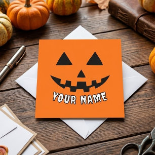 Persoonlijke Oranje Pompoen Halloween Je Naam Feestdagenkaart