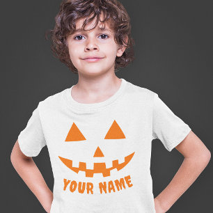 Persoonlijke Oranje Pompoen Halloween Kind Naam T-shirt