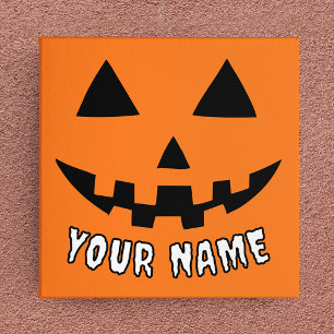 Persoonlijke Oranje Pompoen Halloween Uw Naam Canvas Afdruk
