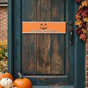 Persoonlijke Oranje Pompoen Halloween Uw Naam Deurbordje