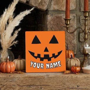 Persoonlijke Oranje Pompoen Halloween Uw Naam Fotoplaat