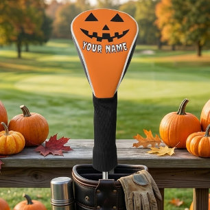 Persoonlijke Oranje Pompoen Halloween Uw Naam Golfheadcover
