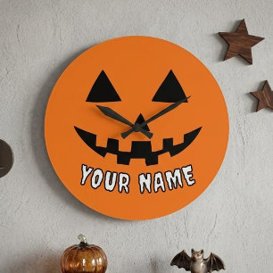 Persoonlijke Oranje Pompoen Halloween Uw Naam Grote Klok