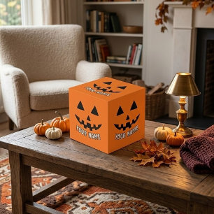 Persoonlijke Oranje Pompoen Halloween Uw Naam Kubus