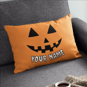 Persoonlijke Oranje Pompoen Halloween Uw Naam Kussen