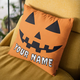 Persoonlijke Oranje Pompoen Halloween Uw Naam Kussen