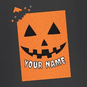 Persoonlijke Oranje Pompoen Halloween Uw Naam Legpuzzel