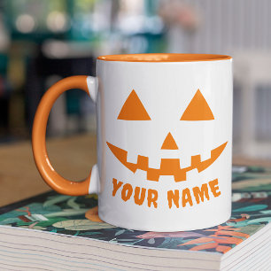 Persoonlijke Oranje Pompoen Halloween Uw Naam Mok