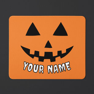 Persoonlijke Oranje Pompoen Halloween Uw Naam Muismat