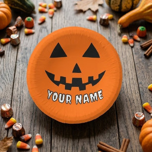 Persoonlijke Oranje Pompoen Halloween Uw Naam Papieren Kommen