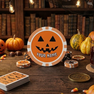 Persoonlijke Oranje Pompoen Halloween Uw Naam Poker Chips