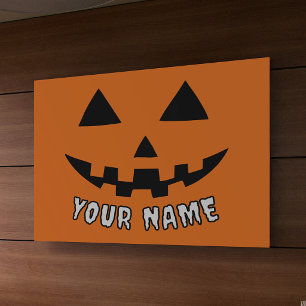 Persoonlijke Oranje Pompoen Halloween Uw Naam Spandoek