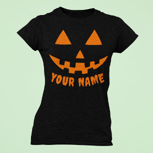 Persoonlijke Oranje Pompoen Halloween Uw Naam T-shirt