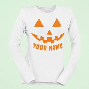 Persoonlijke Oranje Pompoen Halloween Uw Naam T-shirt