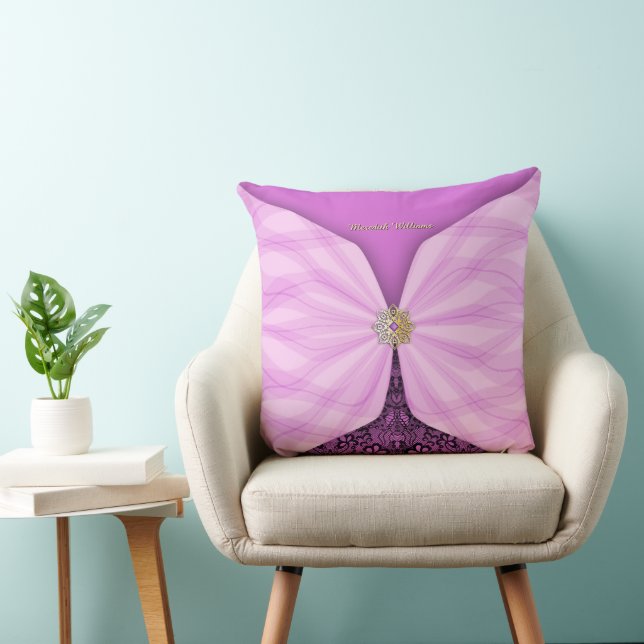 Persoonlijke Orchidee Roze Textiele Illusie Kussen (Stoel)