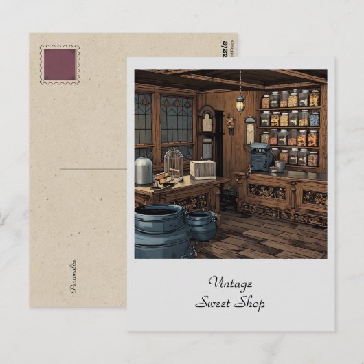 Persoonlijke Oude Zoetwarenwinkel Algemene Winkel  Briefkaart (Voorkant / Achterkant)