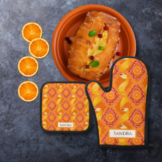 Persoonlijke ovenwanten en pannenlappen met sinaas ovenwant & pannenlap set
