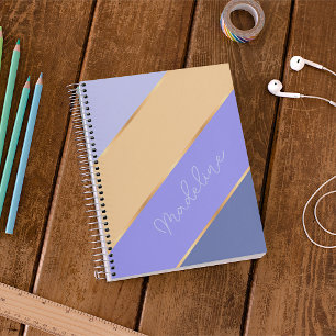 Persoonlijke paarse blauwe gele gouden streep planner