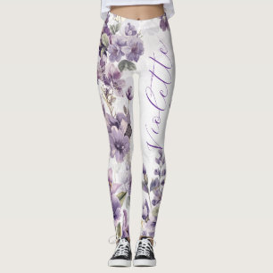 Persoonlijke paarse bloem voor februari leggings