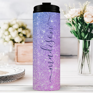 Persoonlijke Paarse Glitter Thermosbeker