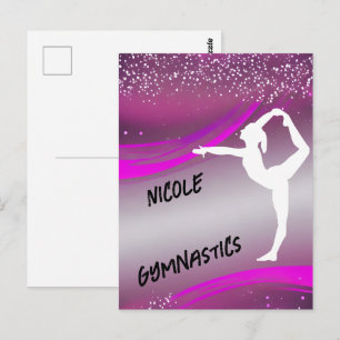 Persoonlijke paarse gymnaste silhouet briefkaart
