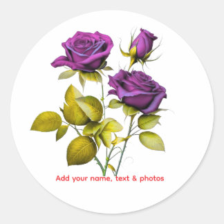Persoonlijke Paarse Roos Sticker | Voeg Je Naam To