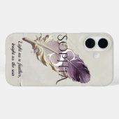 Persoonlijke Paarse Veer Aangepaste Naam Monogram Case-Mate iPhone Case (Achterkant (horizontaal))