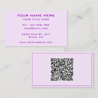 Persoonlijke paarse visitekaartjes met QR-code