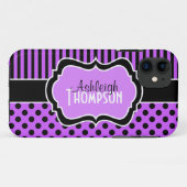Persoonlijke Paarse, zwarte strippuitjes Case-Mate iPhone Case (Achterkant (horizontaal))