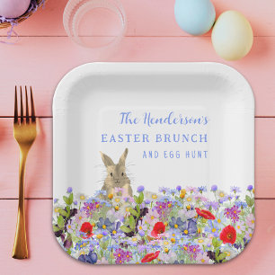 Persoonlijke Paasbrunch Eierzoektocht Konijn Bloem Papieren Bordje