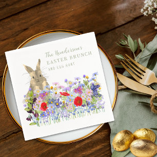 Persoonlijke Paasbrunch Eierzoektocht Konijn Bloem Servet